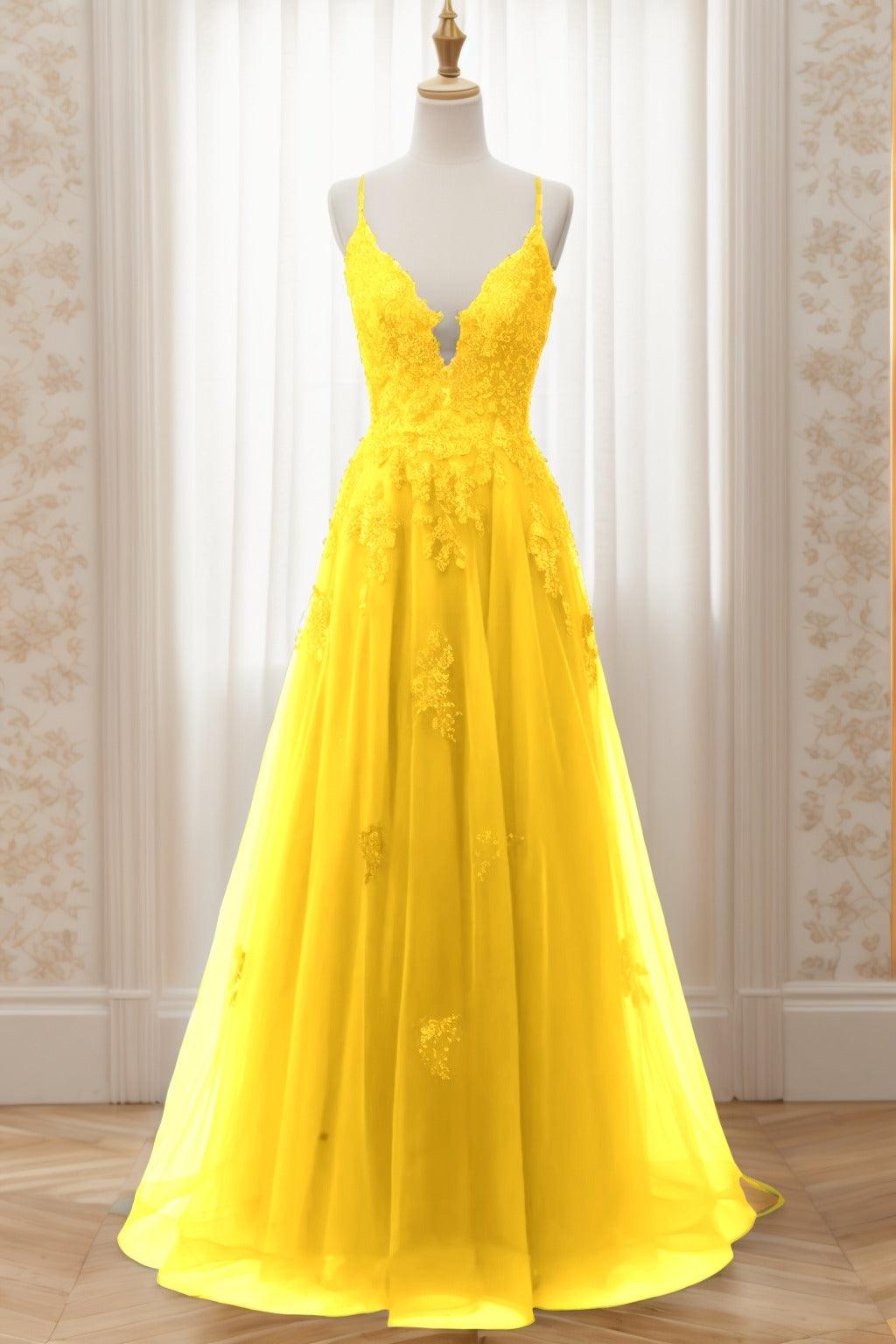 A-Line Sweep-Brush Train Tulle Prom Dress CS0463 - COCOMELODY