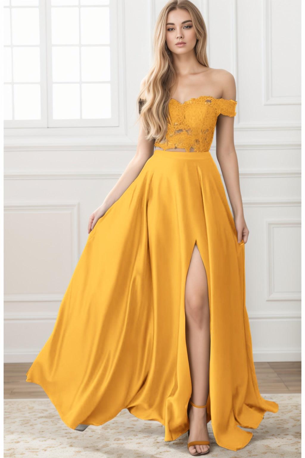 A-Line Sweep-Brush Train Elastic Satin Prom Dress CS0414 - COCOMELODY