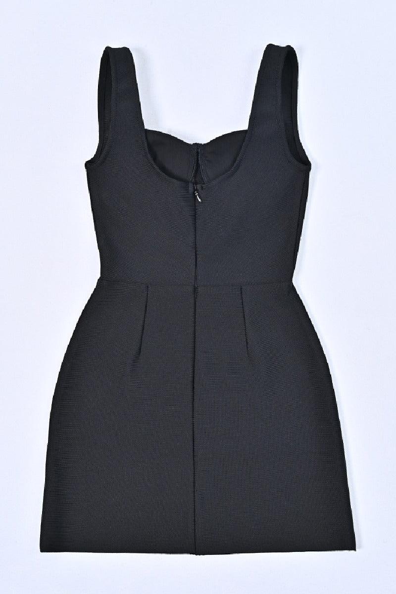 Black bandage evening dress with floral luxe hip wrap cocktail dress 830041044748 - COCOMELODY