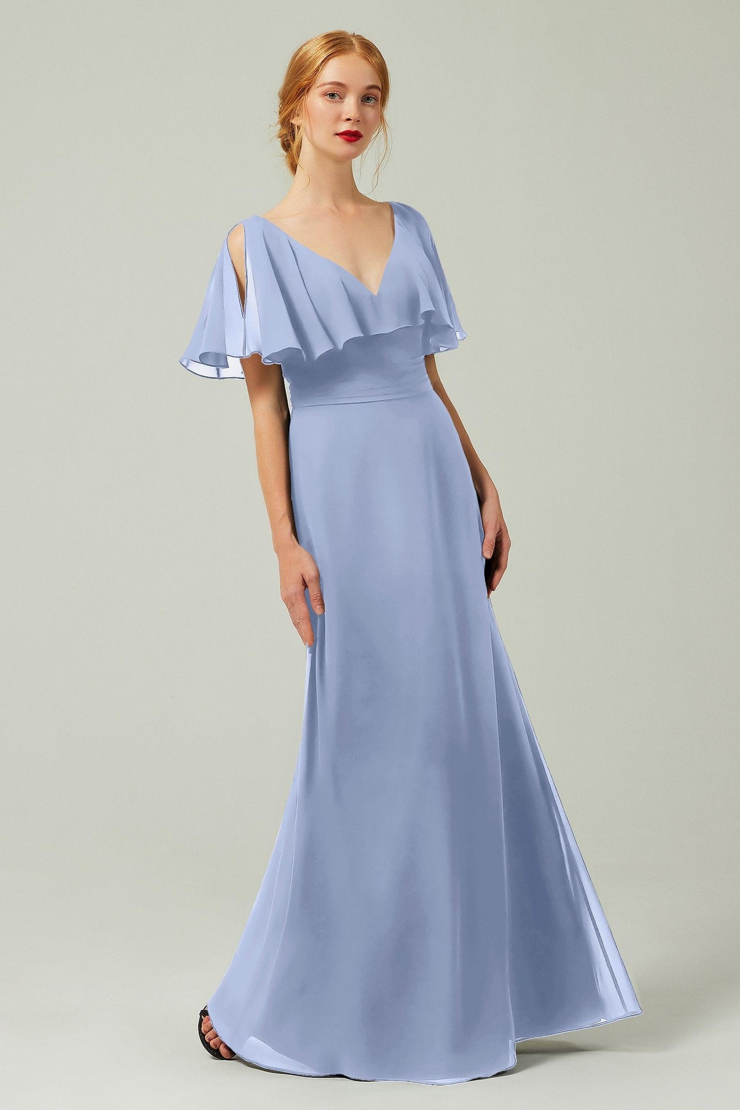 Sheath-Column Floor Length Chiffon Bridesmaid Dress Formal Dresses CB0341 - COCOMELODY