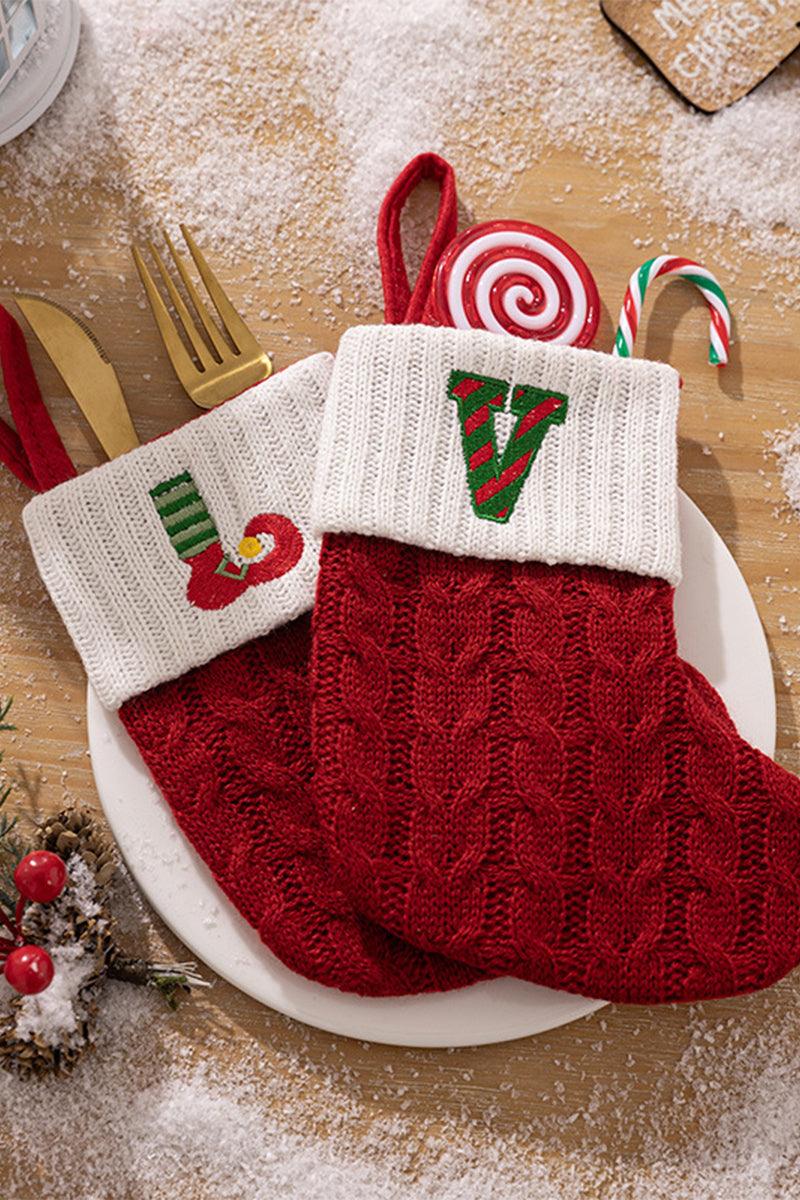 Christmas decorations Red knitted alphabet Embroidery Christmas socks Colorful DIY name gift socks 831001958177