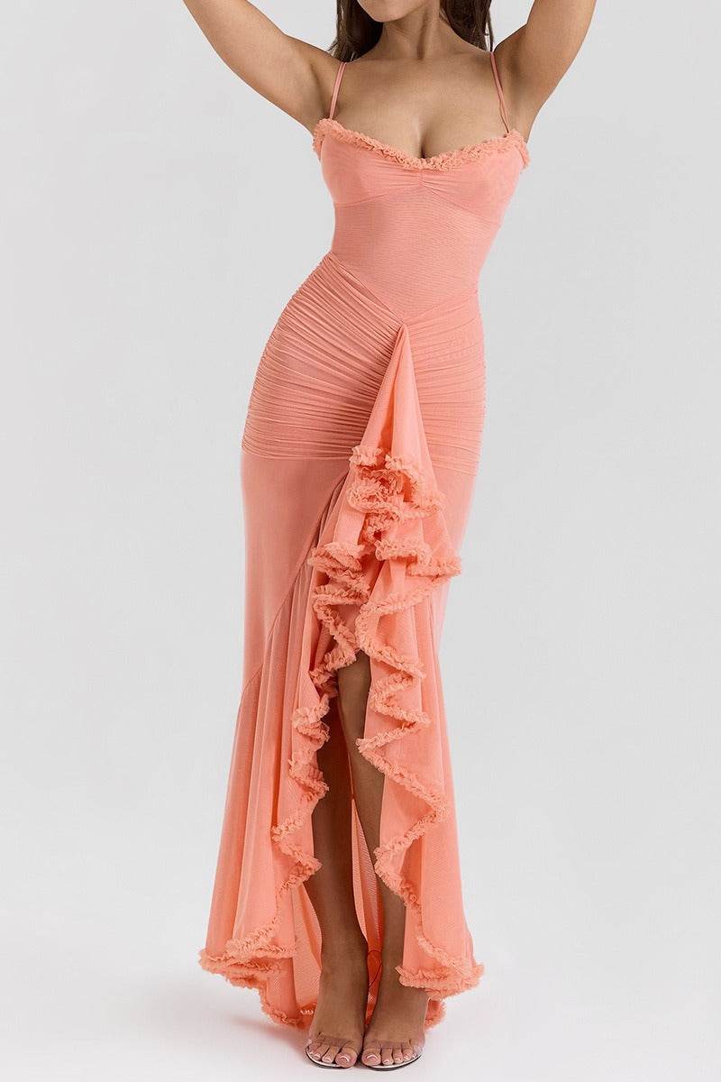 Trumpet-Mermaid High-Low Tulle Semi Formal Wedding guest dresses 833386514721 - COCOMELODY