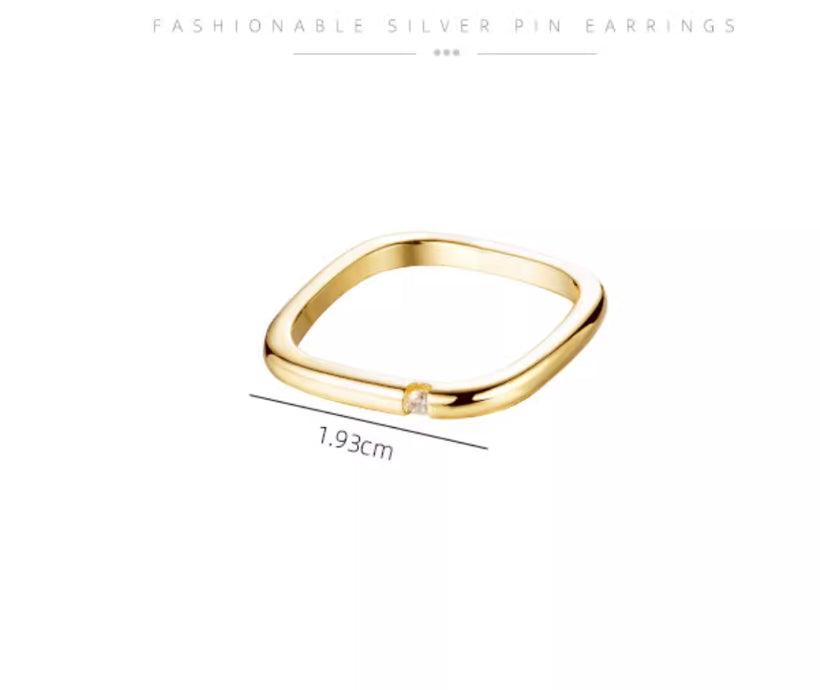 Index finger sterling silver ring small square ring personality couple ring 635585616929 - COCOMELODY