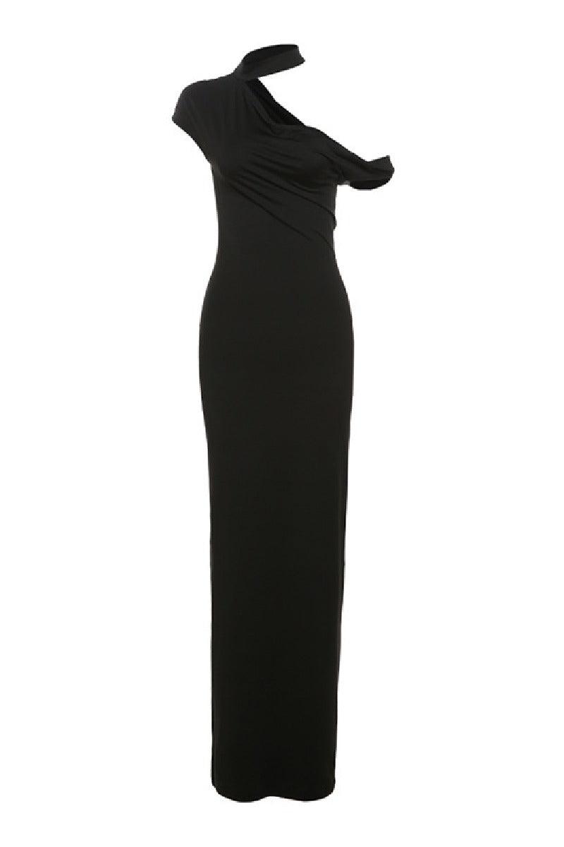Stylish slim-fit dress with sloping neck and off-the-shoulder 784979974906 - COCOMELODY