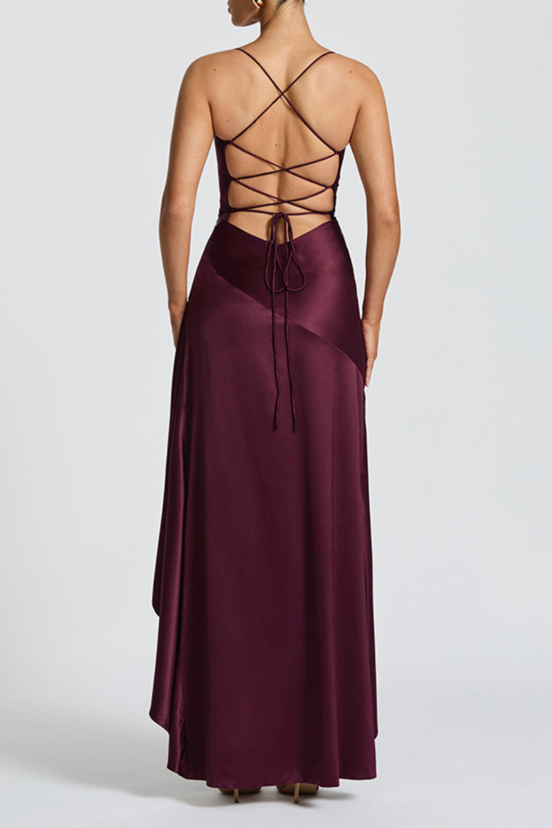 Asymmetrical High-Low Forged Chiffon Dress 954200659160