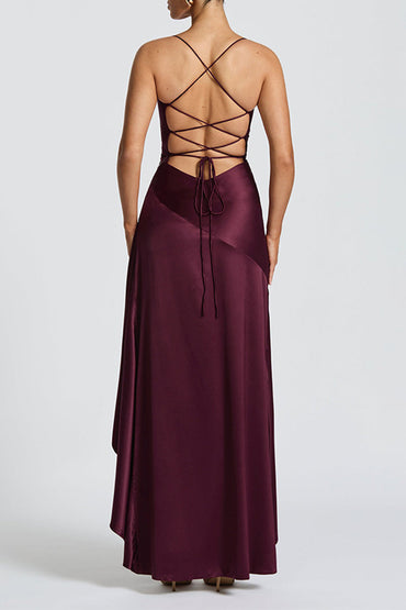 Asymmetrical High-Low Forged Chiffon Dress 954200659160