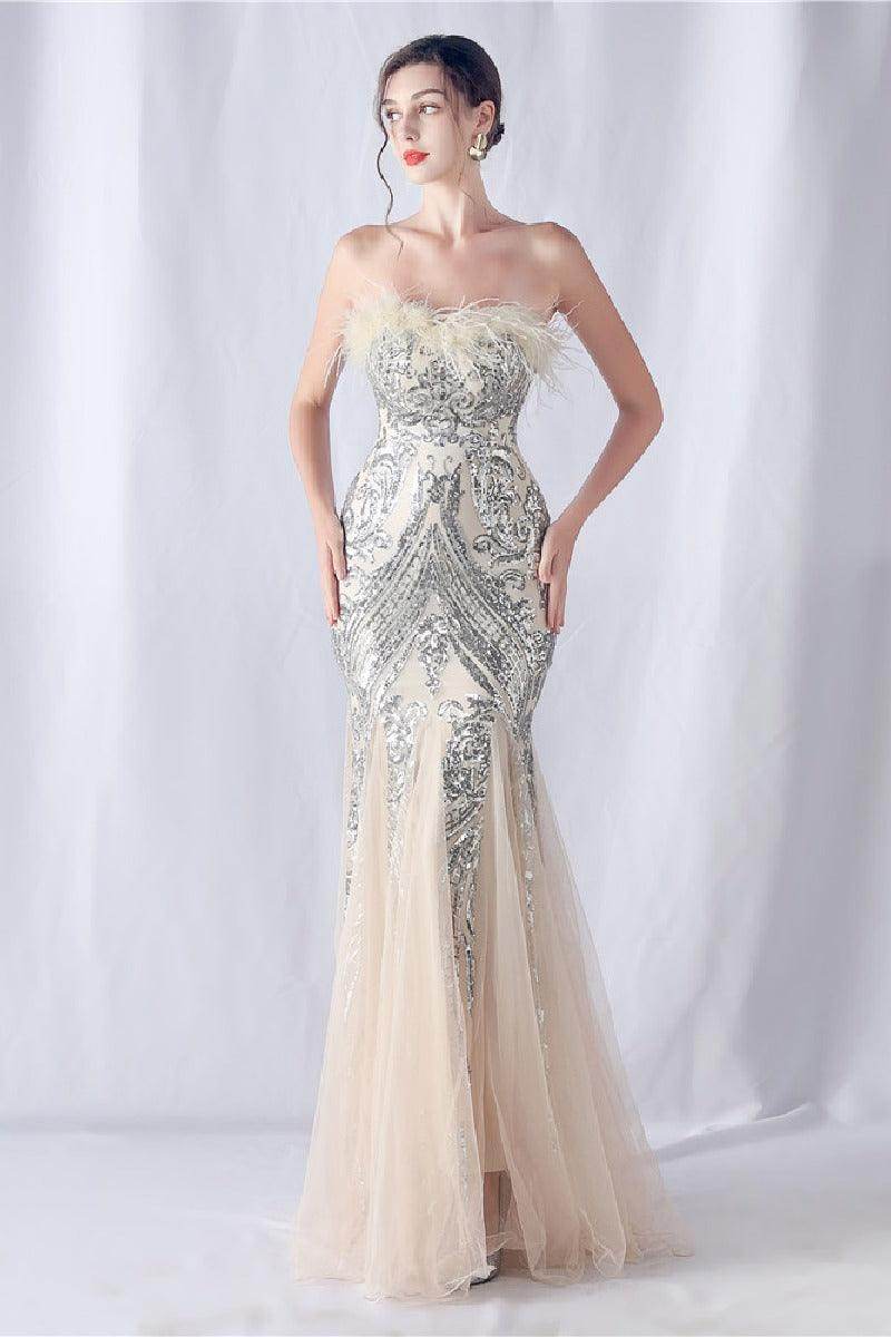 Trumpet-Mermaid Floor Length Sequins Dress 794428992571 - COCOMELODY