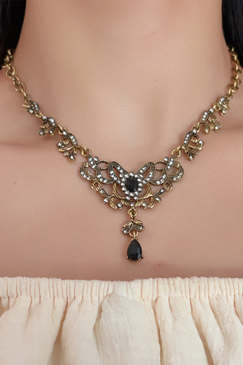 Palace wind zircon water drop necklace 799475271781
