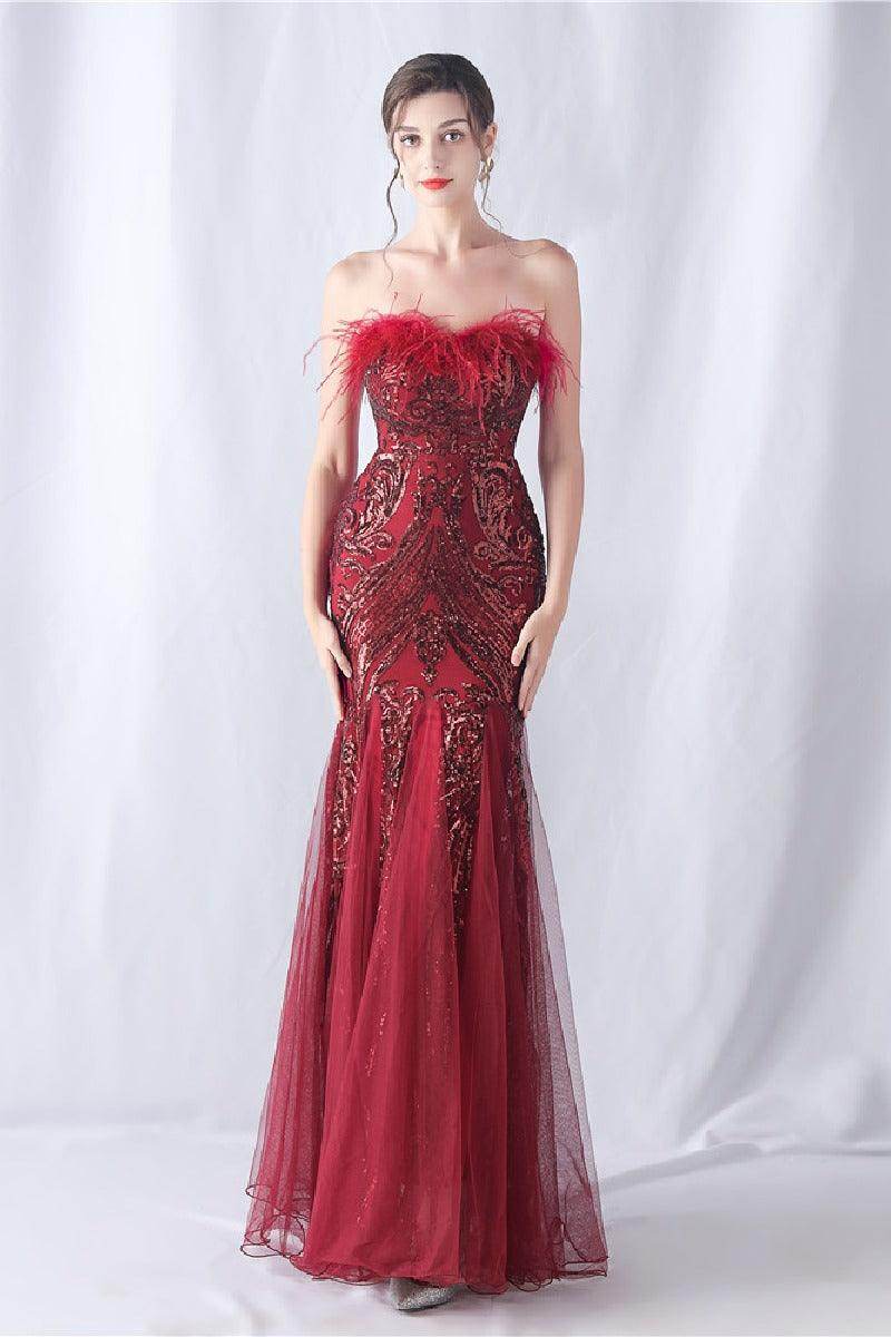 Trumpet-Mermaid Floor Length Sequins Dress 794428992571 - COCOMELODY