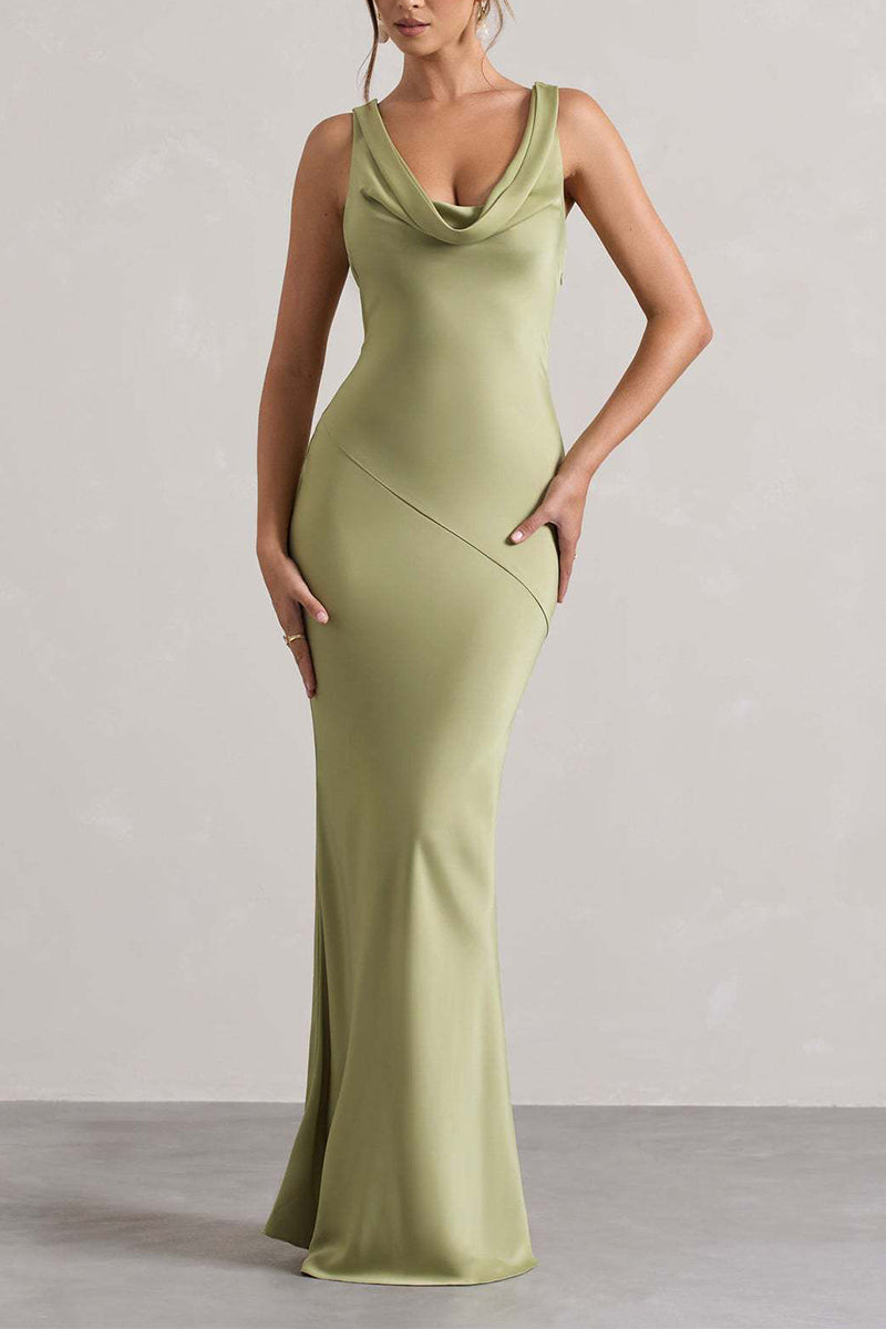 Trumpet-Mermaid Maxi Luxe Satin Semi-Formal Dresses 895917818892