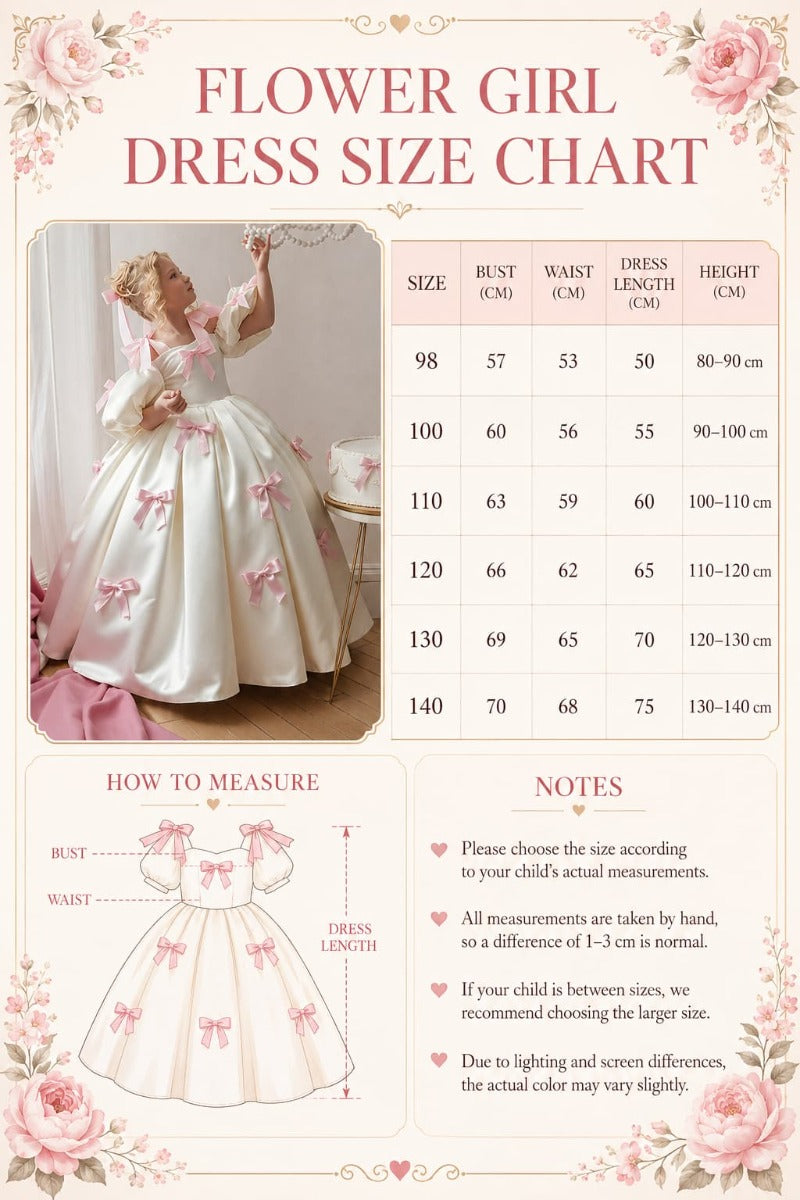Ivory Satin Cold Shoulder Pink Bows Floor Length Flower Girl Dresses 1035700305747