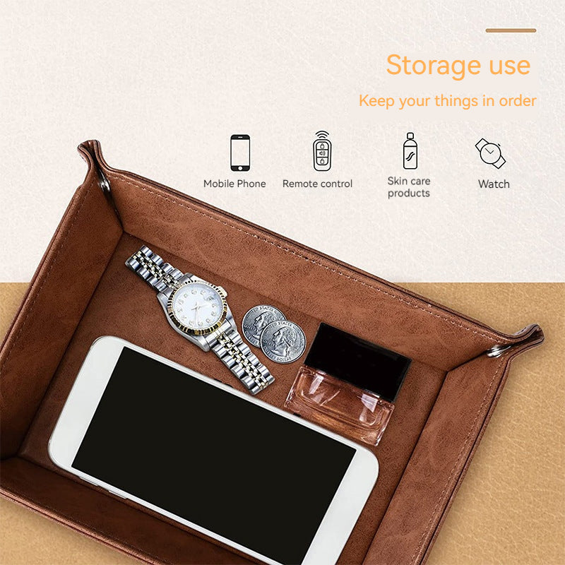 pu foldable desktop storage box Leather game quadrilateral dice storage tray 824871383859 - COCOMELODY