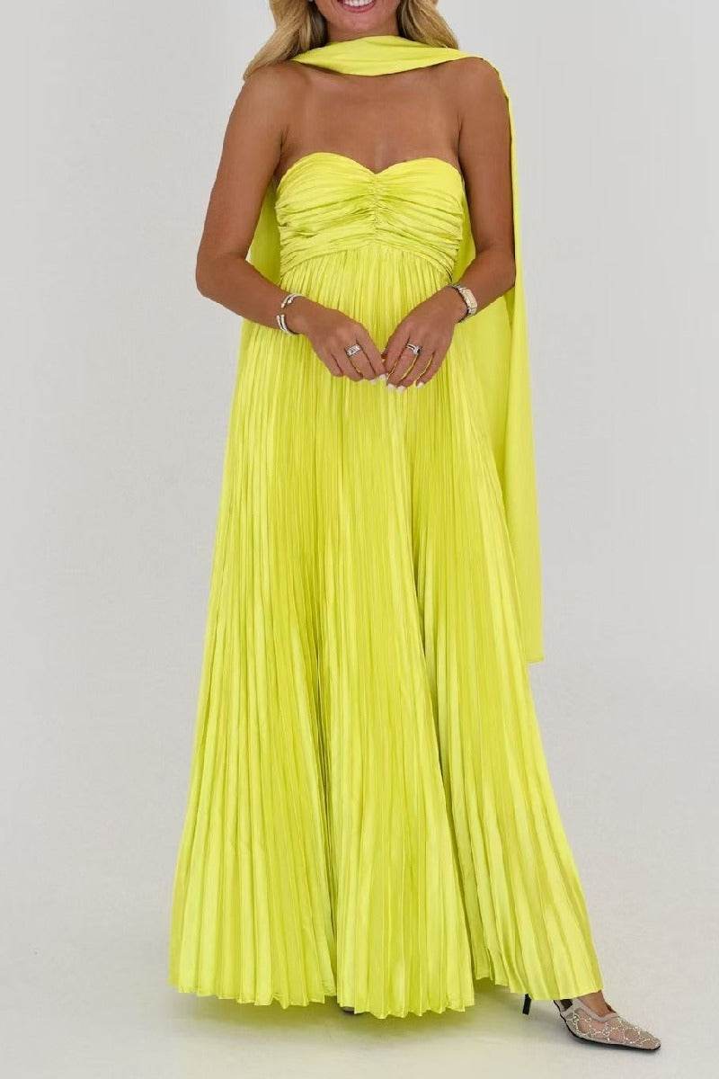 A-line Maxi Pleated Spandex Satin Formal Evening Dresses 937501662612 - COCOMELODY