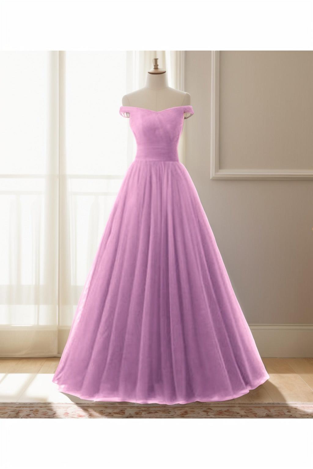 A-Line Floor Length Tulle Prom Dress CS0459 - COCOMELODY