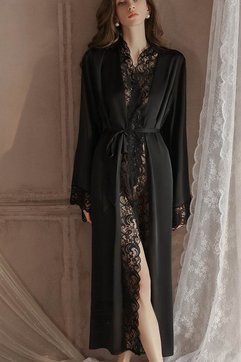 Sexy Lace Panelled Length Robes For Bride 875471798417 - COCOMELODY