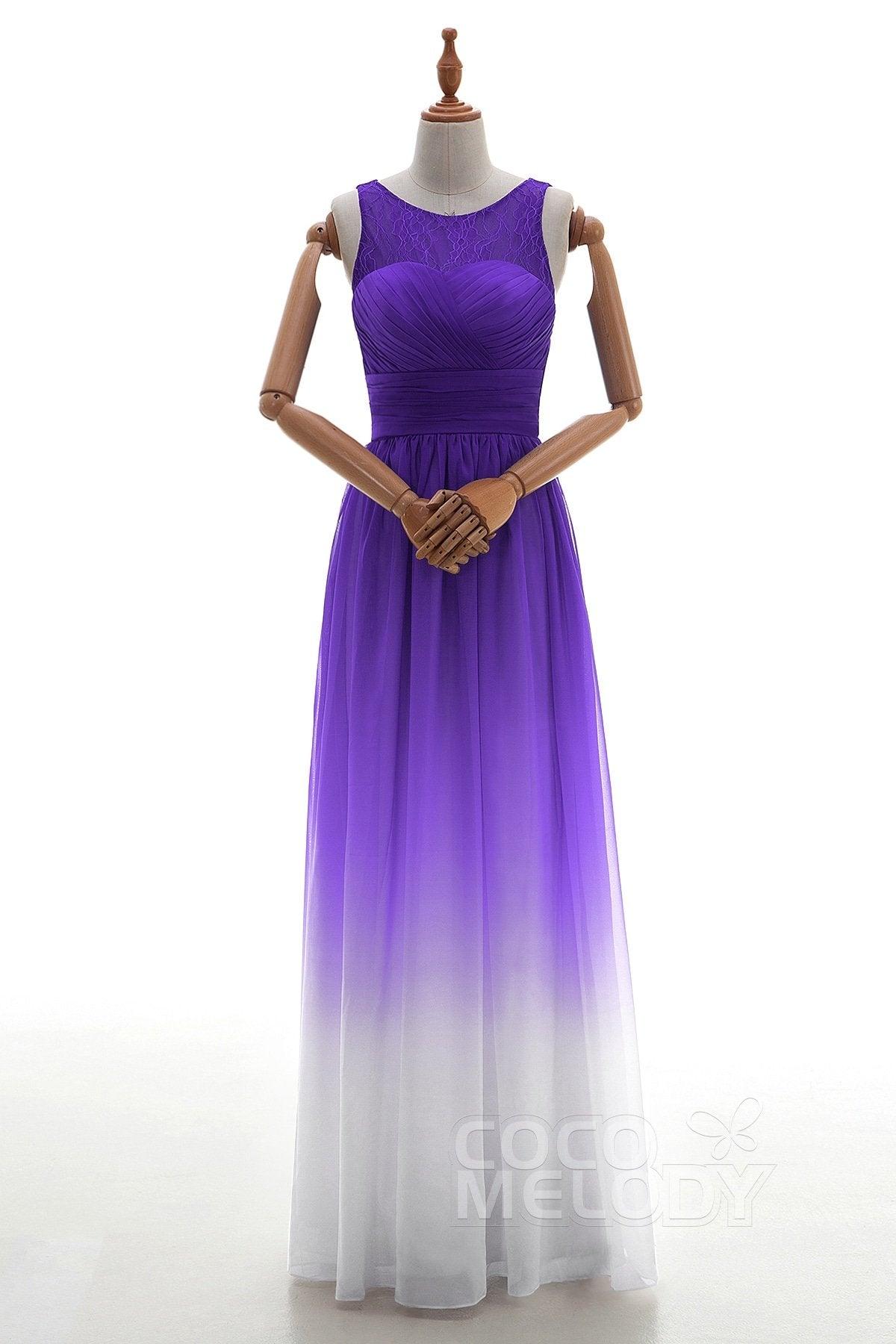 Sheath Floor Length Chiffon Lace Bridesmaid Dress Formal Dresses BD160002 - COCOMELODY