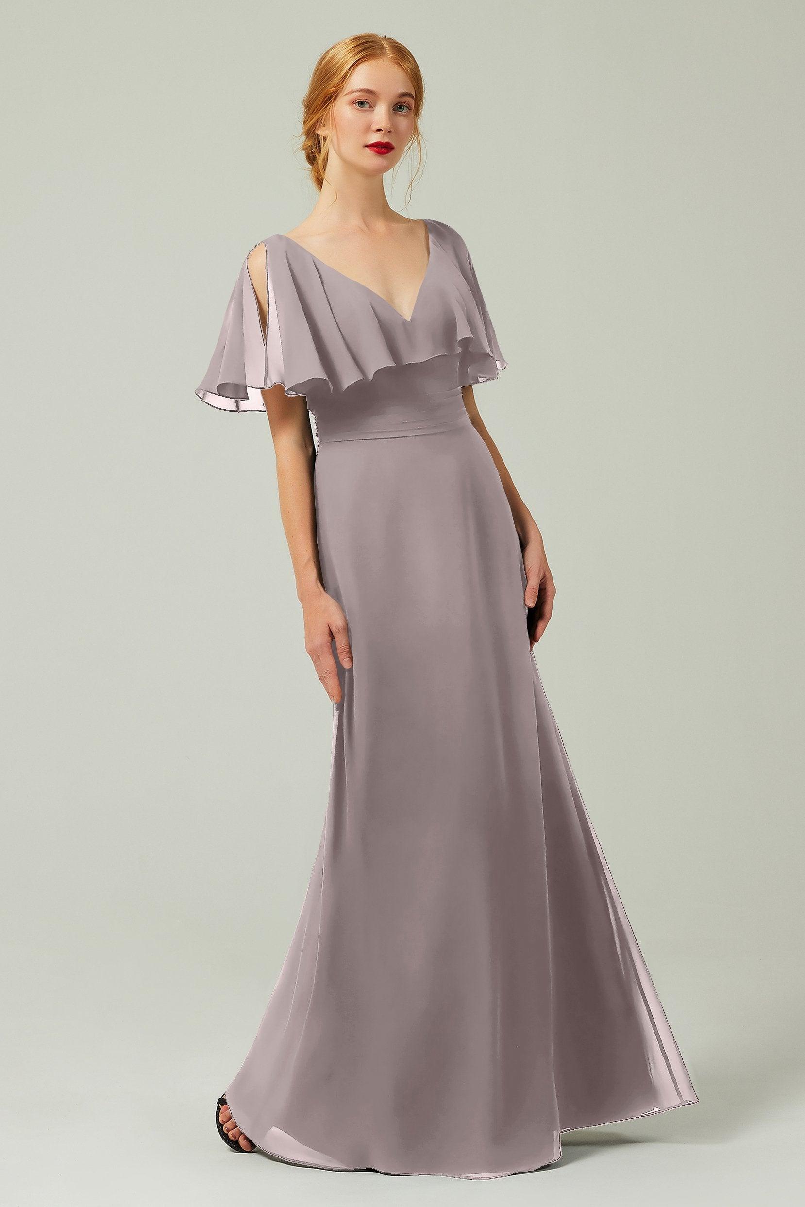 Sheath-Column Floor Length Chiffon Bridesmaid Dress Formal Dresses CB0341 - COCOMELODY