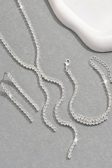 Classic Zircon Wedding Bracelet/Earrings/Necklace Jewelry Sets (Set of 3) 845056946494