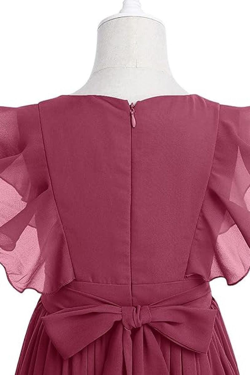 Ruffle Chiffon A-Line Junior Bridesmaid Gown B09JG8X785 - COCOMELODY