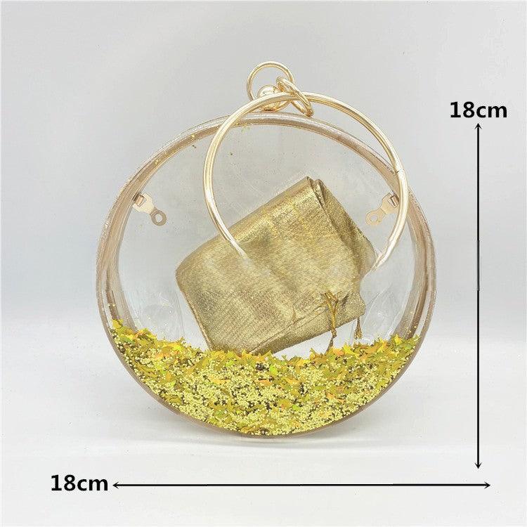 Acrylic bag round quicksand fine glitter bag evening bag 662932203167 - COCOMELODY