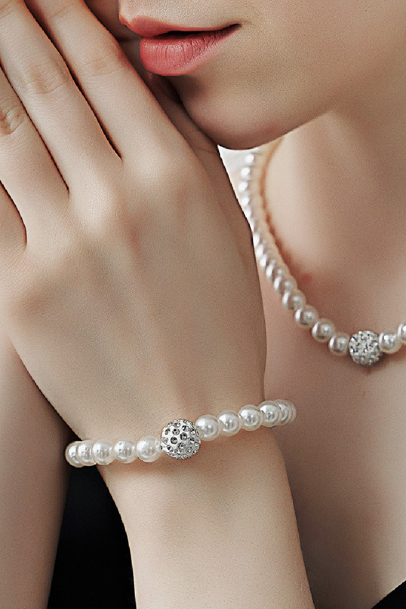 Classic Pearl/Bracelet/ Wedding Earrings/Necklace Jewelry Sets (Set of 3) 641004696900