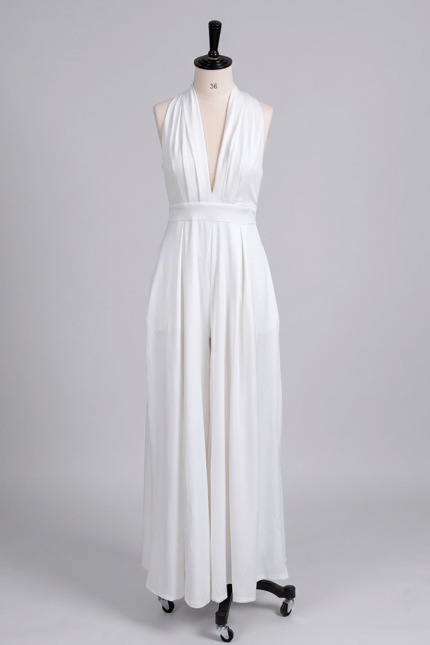 Halter Floor Length Chiffon Wedding Jumpsuit 591554938337