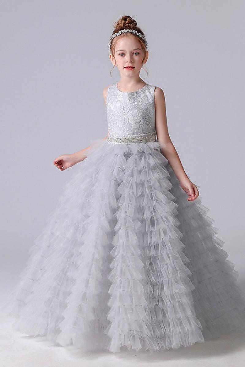A-line/Princess Scoop Neck Sleeveless Tulle Flower Girl Dress 671801710383 - COCOMELODY