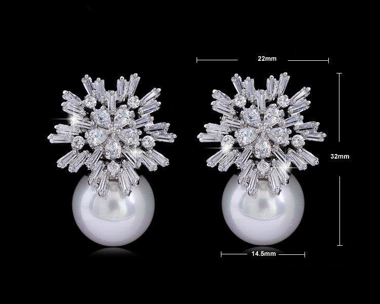 925 Silver needle shell pearl earrings 44806862656 - COCOMELODY