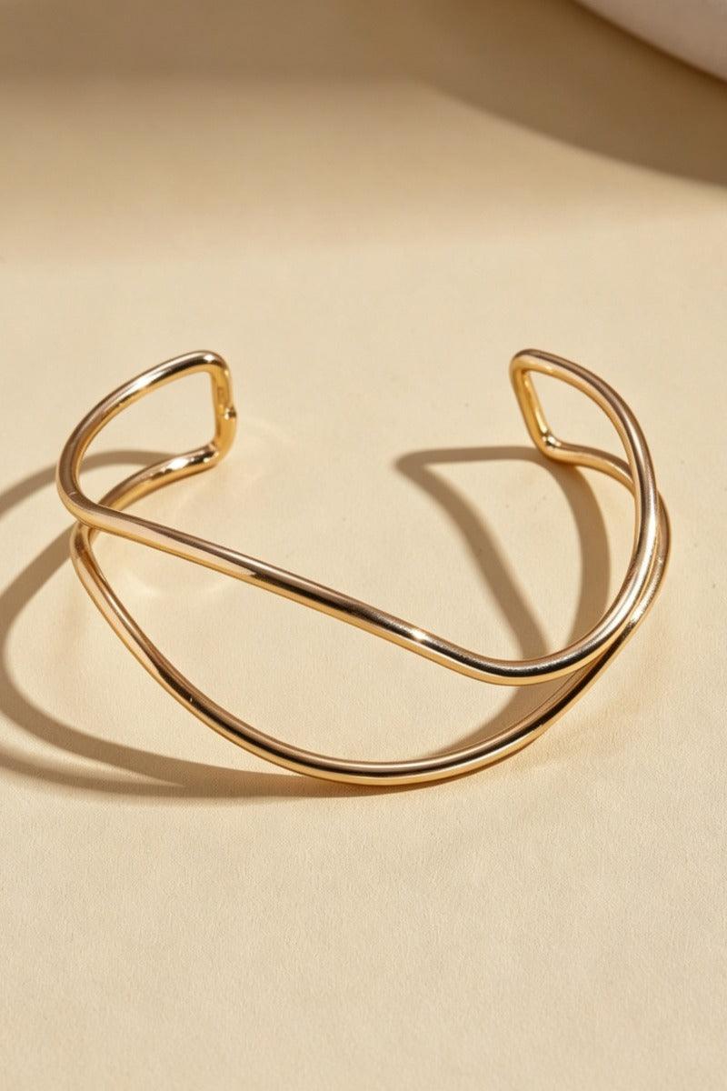 Minimalist Twisted Open Cuff Bracelet Gold Silver Two Tone Wrist Jewelry 1009948316291 - 7 Days / As Picture/Gold A - COCOMELODY