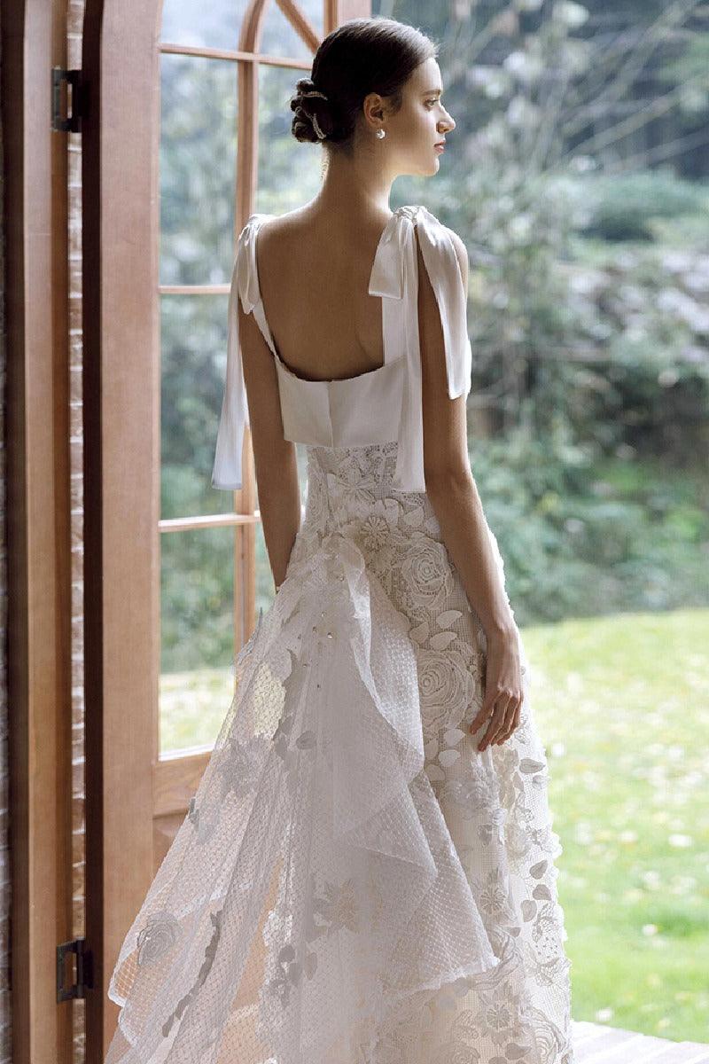 A-Line Ankle Length Lace Wedding Dress 778201084542 - COCOMELODY