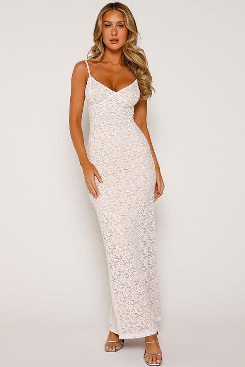 Stylish halter sexy lace low-cut slim-fit cocktail dress 725305139757 - COCOMELODY