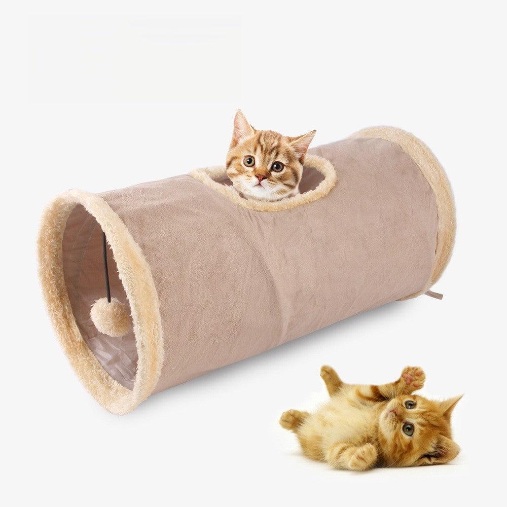 Pet cat aisle can hold folding suede cat pipe puzzle cat toy drill bucket 657151126511 - COCOMELODY