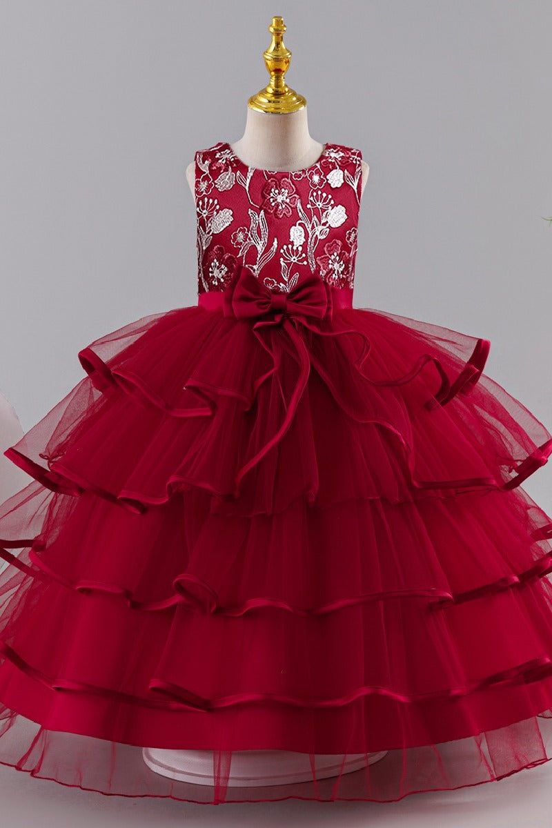 A-Line Sleeveless Round Neck Tulle Floor Length Flower Girl Dresses 1049620485587