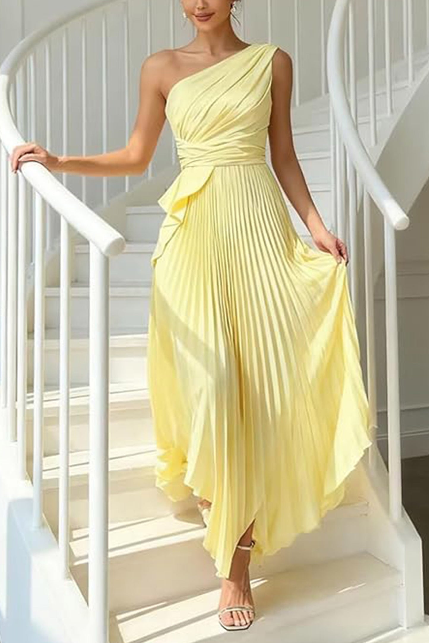 Asymmetrical Maxi Satin Dresses CS1076