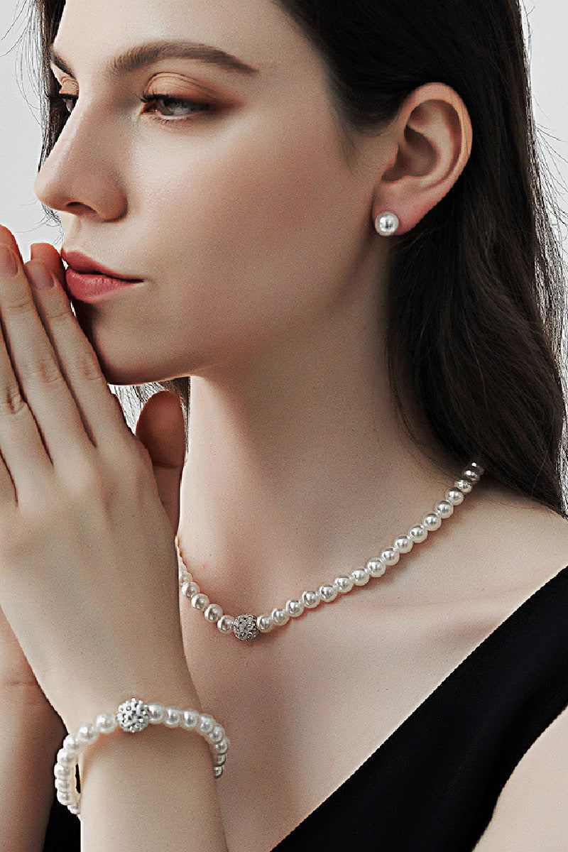 Classic Pearl/Bracelet/ Wedding Earrings/Necklace Jewelry Sets (Set of 3) 641004696900