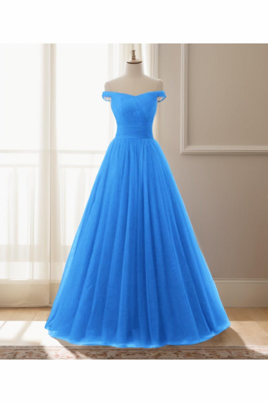 A-Line Floor Length Tulle Prom Dress CS0459 - COCOMELODY