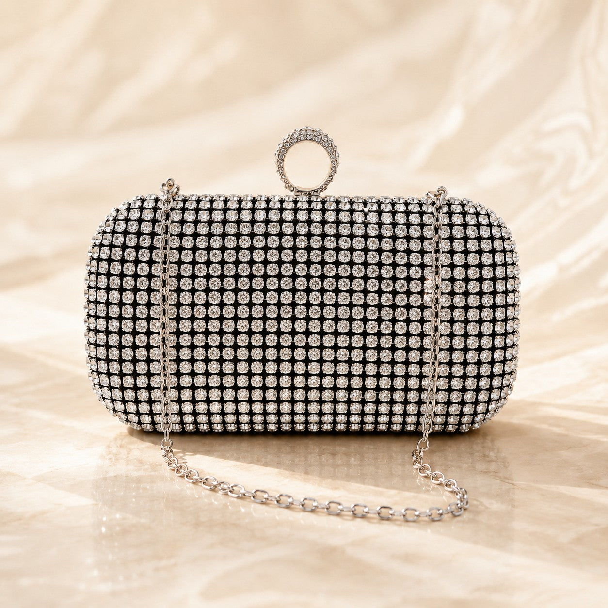 Hand diamond-encrusted dinner bag Hand bag chain small square bag 689059915170