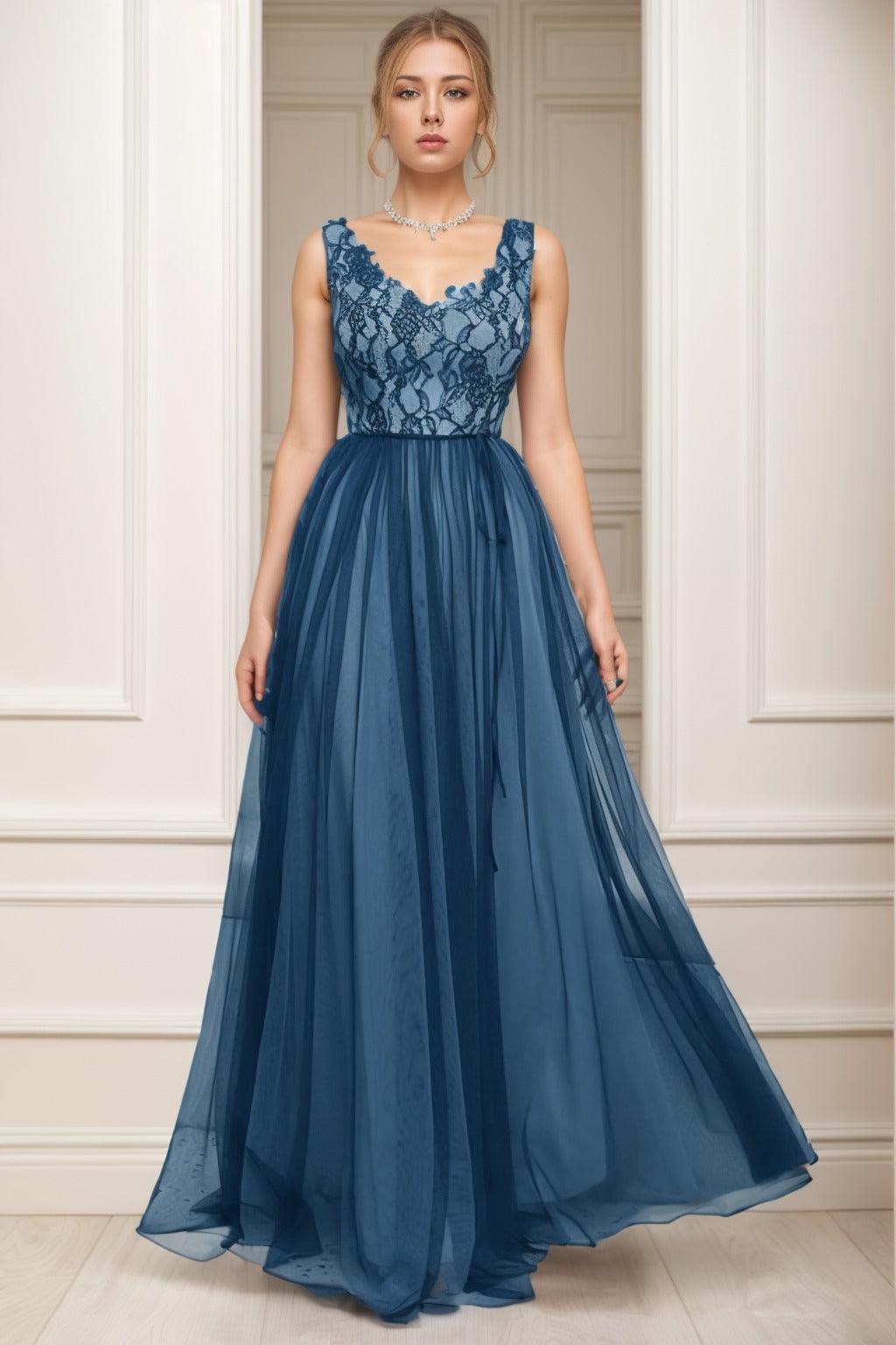 A-Line Sweep-Brush Train Tulle Prom Dress CS0466 - COCOMELODY