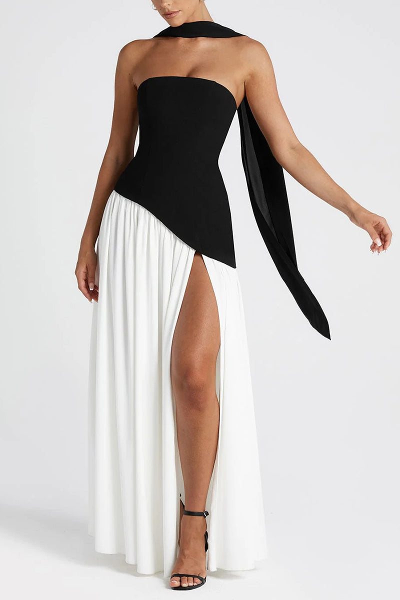 A-Line Maxi Knitted Fabric Dress 970800986791