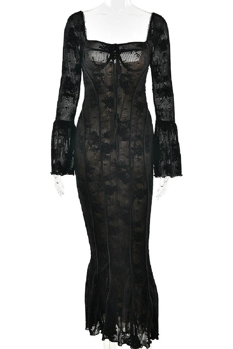 Sheath Column Maxi Lace Formal Evening Dresses 837990022170 - COCOMELODY