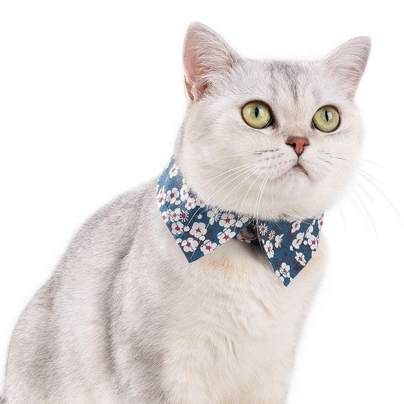 Pet cat floral bow tie collar cotton soft three-speed adjustable buckle 705224552519 - COCOMELODY