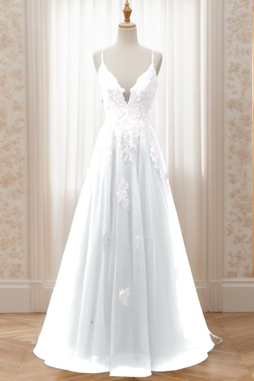 A-Line Sweep-Brush Train Tulle Prom Dress CS0463 - COCOMELODY