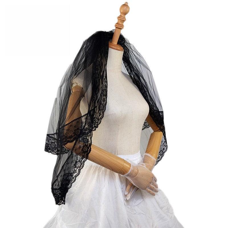 Black double lace veil 600937137939 - COCOMELODY