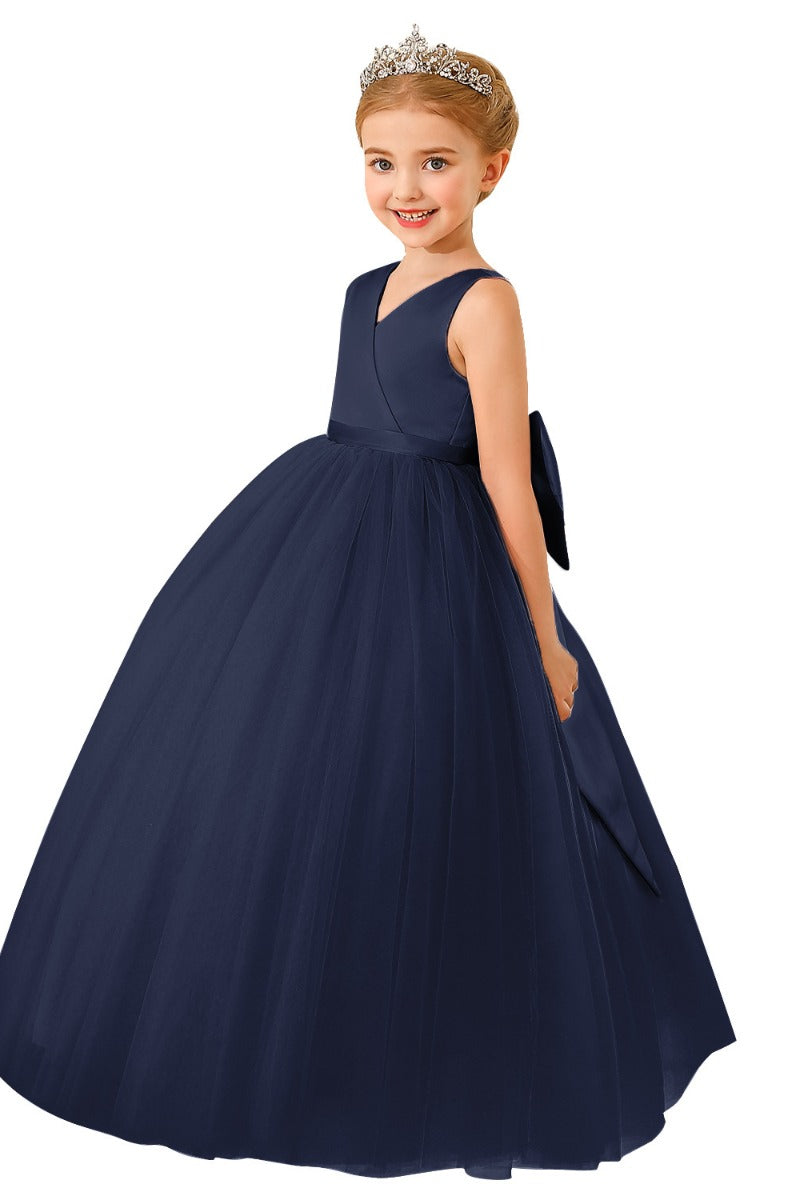 A-Line Floor Length V-Neck Sleeveless Flower Girl Dresses 1031747143531