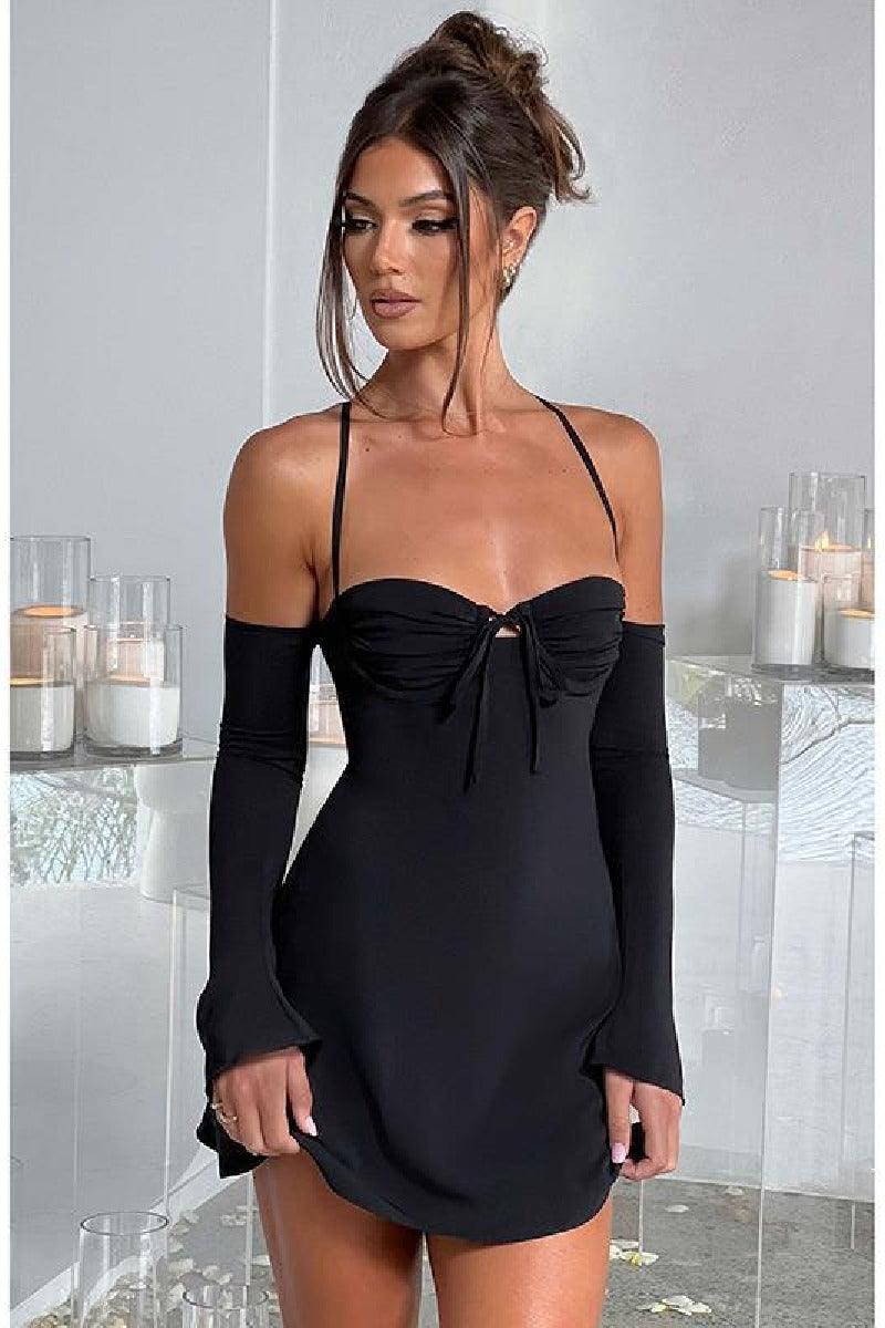 Sexy Spice slim halter halter cuff halter halter A-line cocktail dress 728213351263 - COCOMELODY