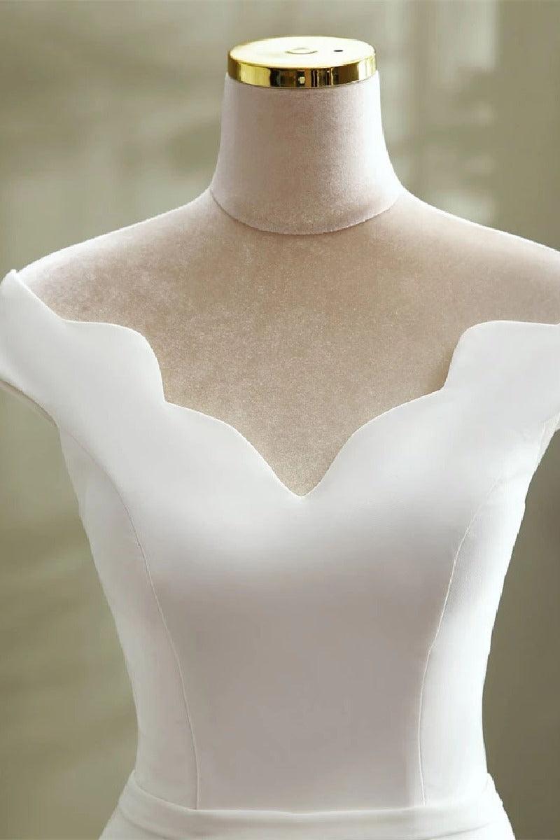 Trumpet-Mermaid Sweep-Brush Train Satin Wedding Dress 668249752543 - COCOMELODY