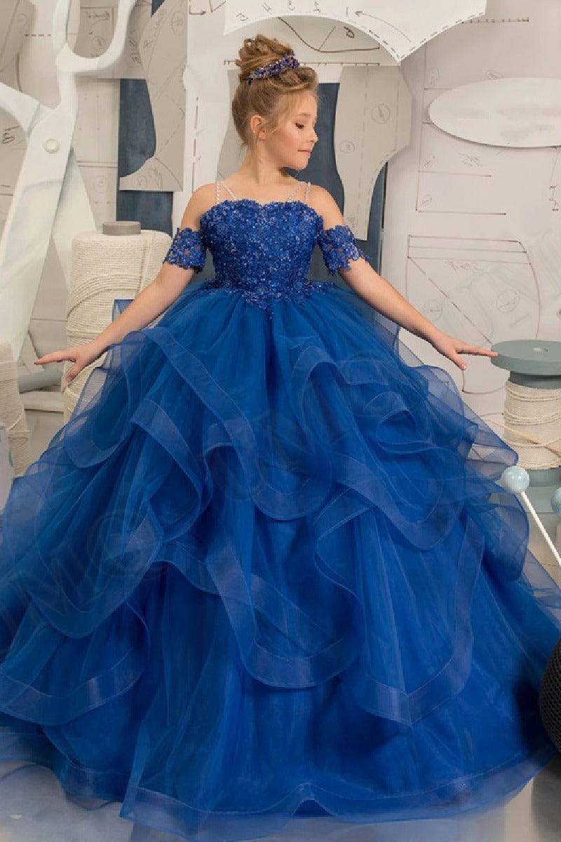 Ball Gown Floor Length Tulle Lace Flower Girl Dress 687176148616