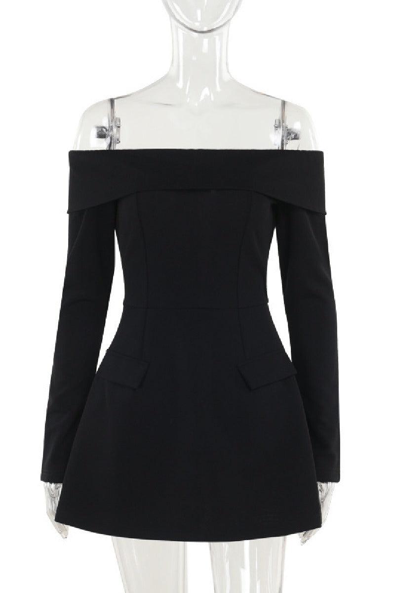 A line shoulder A swing cocktail dress 838902817746 - COCOMELODY