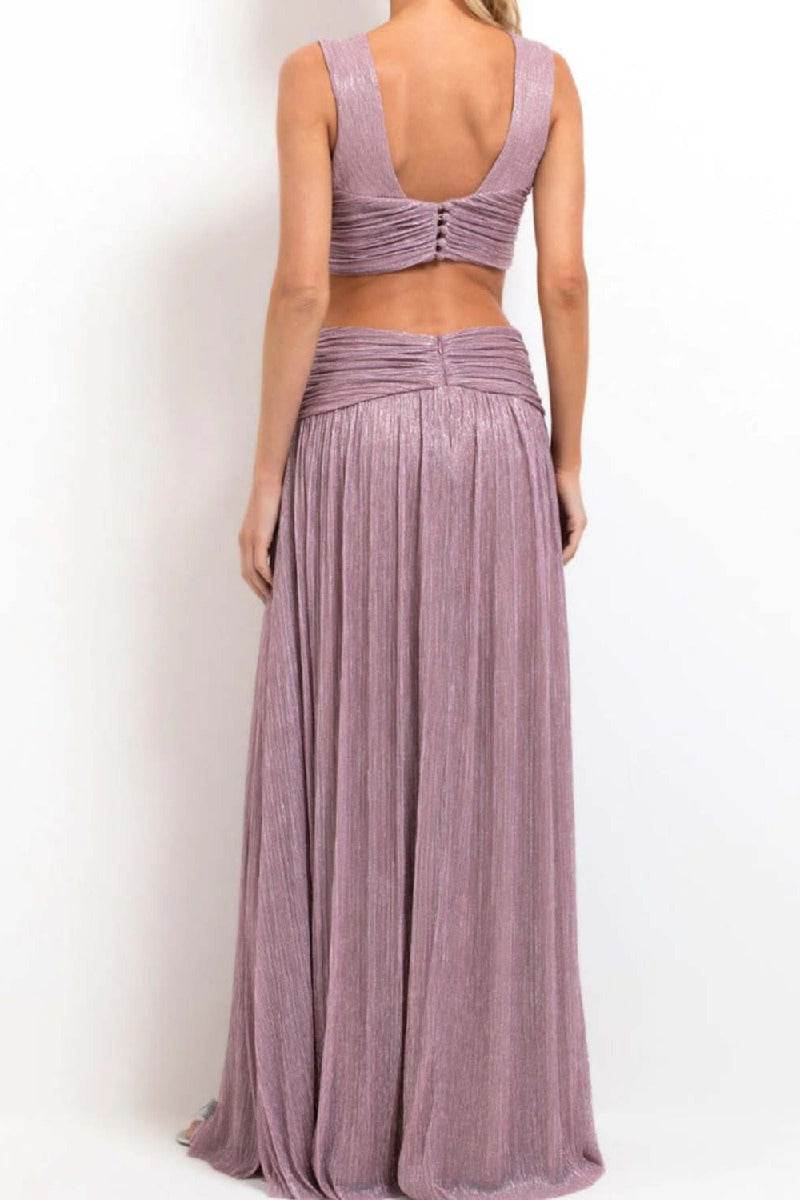 A-Line Maxi Bronzing Fabric Dress 969040775868 - COCOMELODY