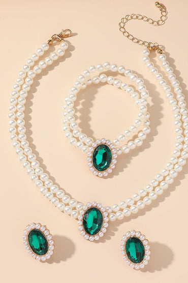 Classic Pearl/Bracelet/ Wedding Earrings/Necklace Jewelry Sets (Set of 3) 808578164285